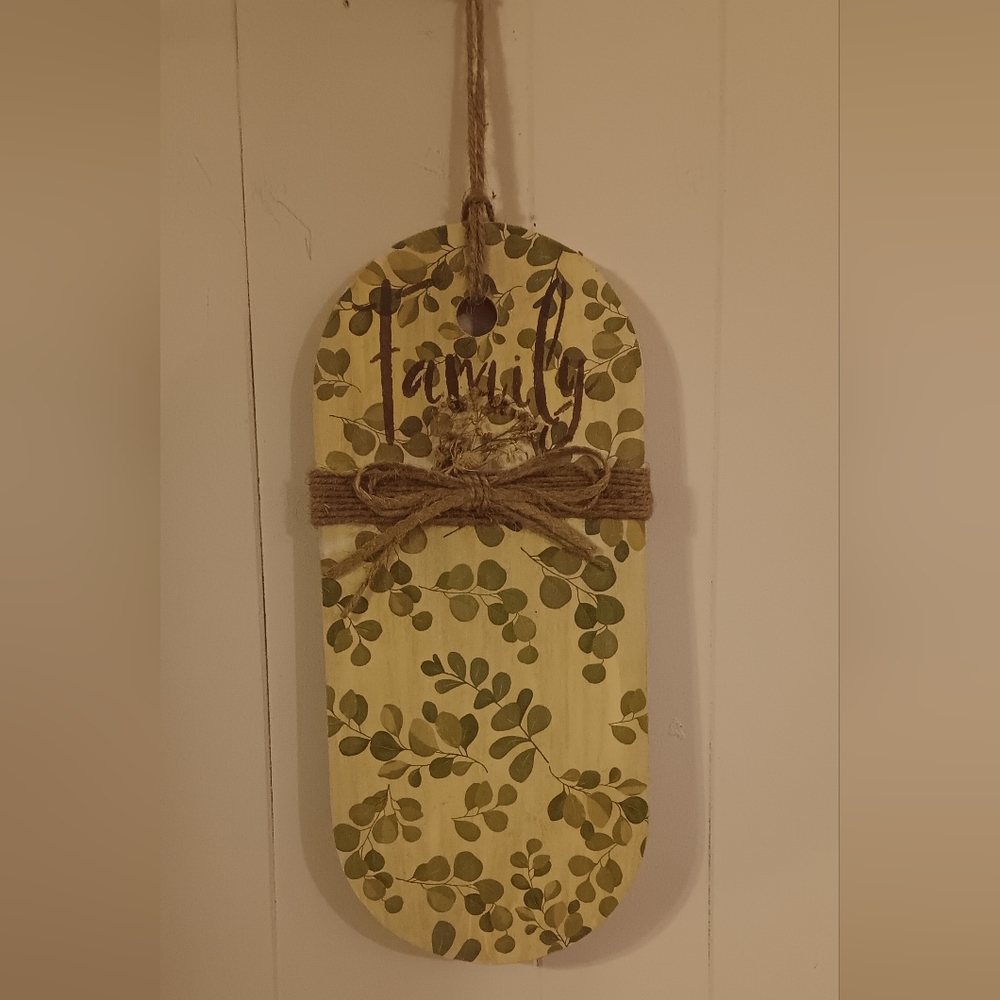 Handmade Wooden Family Wall Plaque Floral Greenery Country Cottagecore Western
